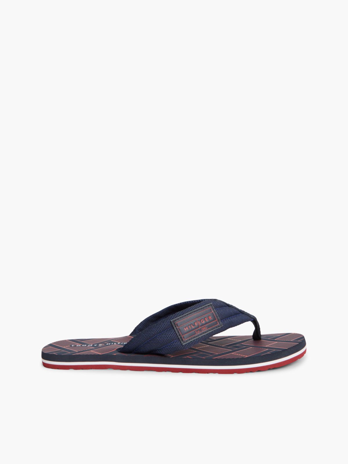 Flag Patch Padded Strap Flip-Flops — Blue