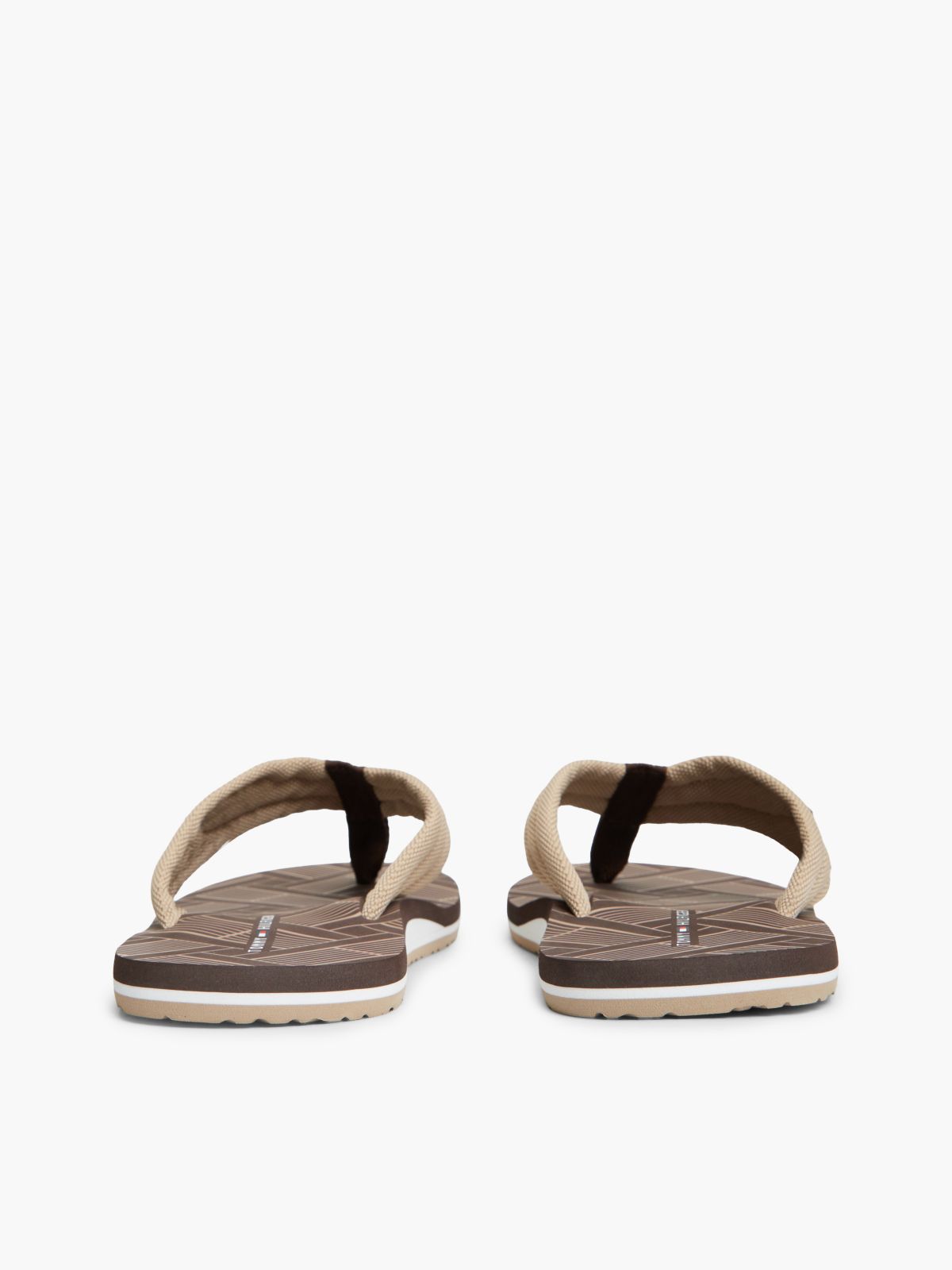 Flag Patch Padded Strap Flip-Flops — Brown