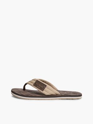 brown flag patch padded strap flip-flops for men tommy hilfiger