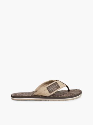 brown flag patch padded strap flip-flops for men tommy hilfiger