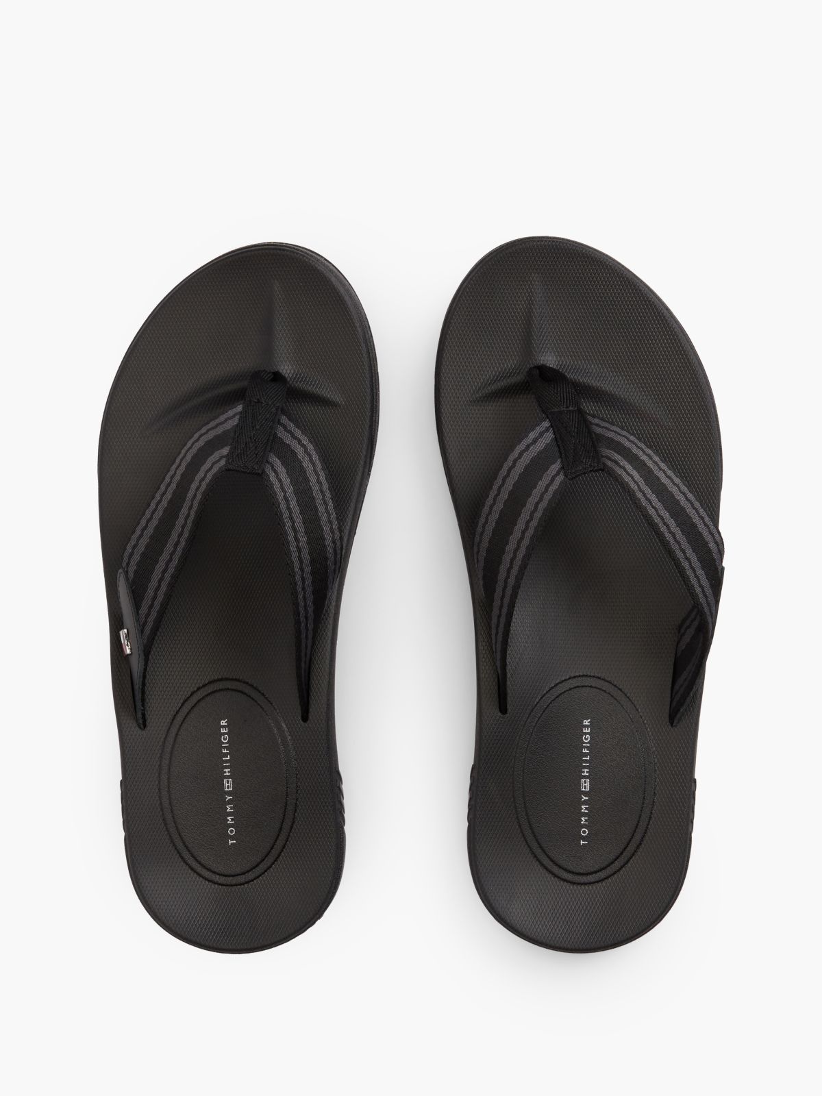Flag Webbing Strap Contoured Flip-Flops — Black