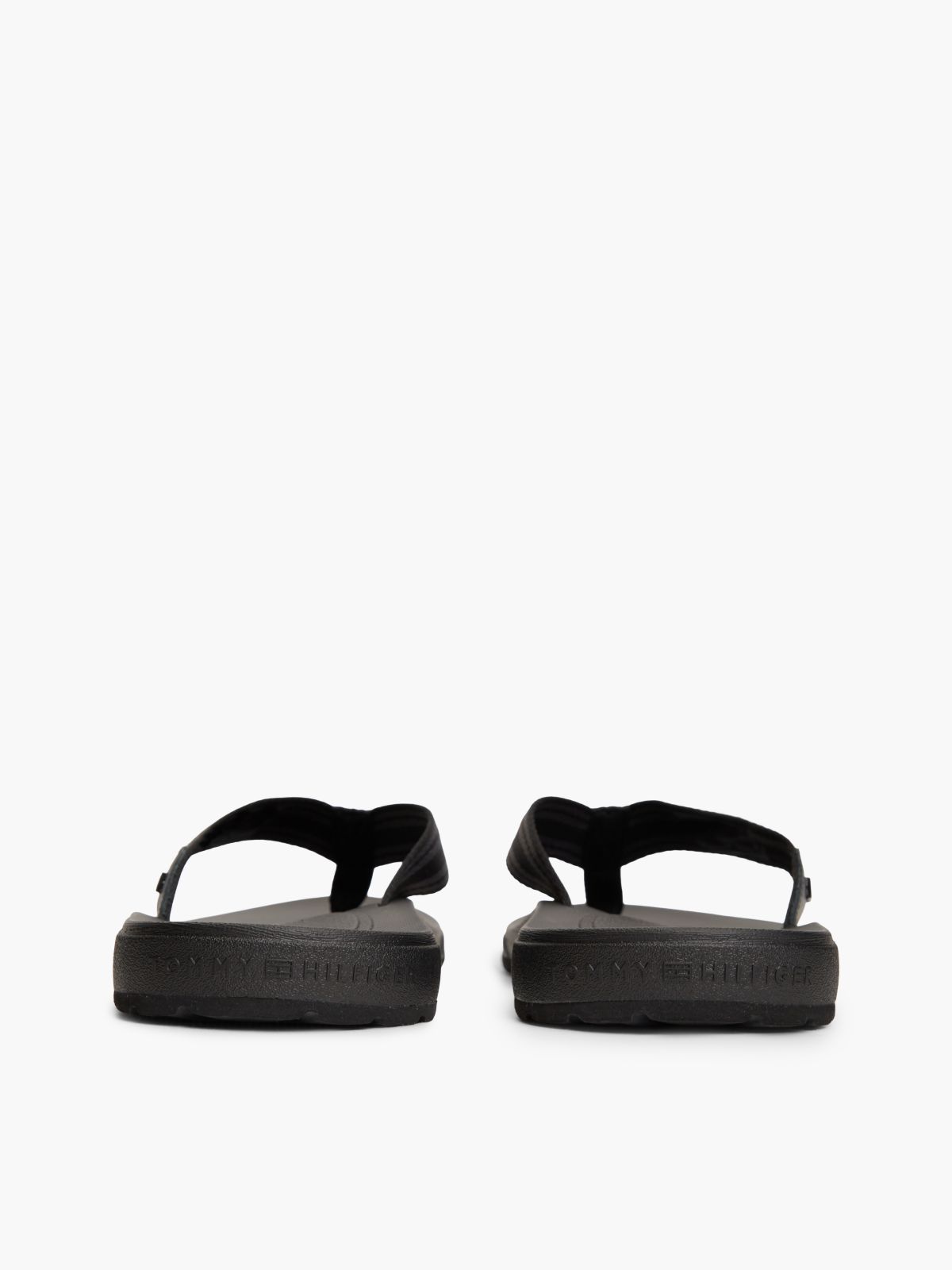 Flag Webbing Strap Contoured Flip-Flops — Black
