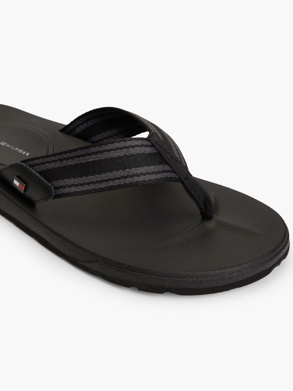 Flag Webbing Strap Contoured Flip-Flops — Black