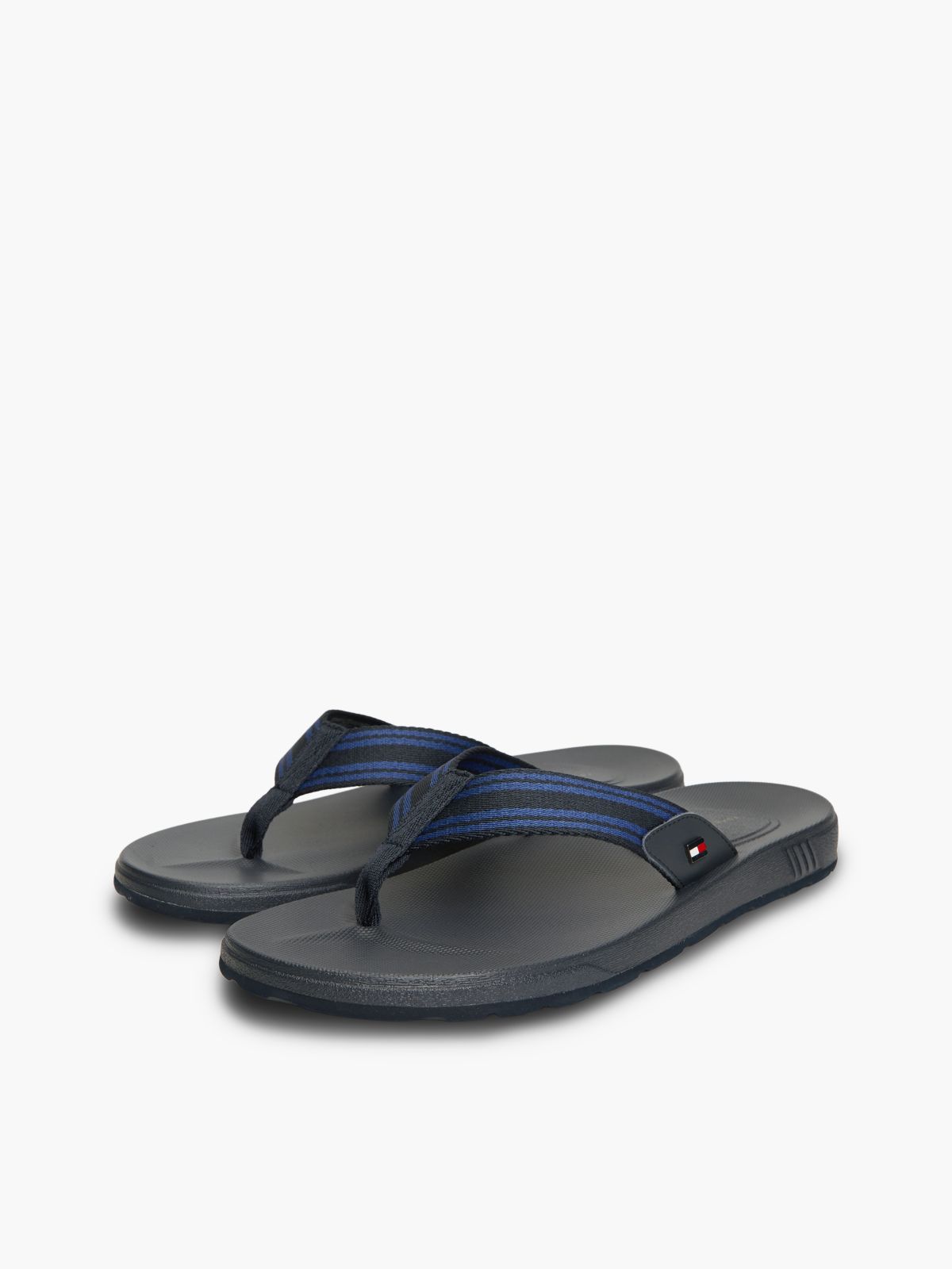 Flag Webbing Strap Contoured Flip-Flops — Blue