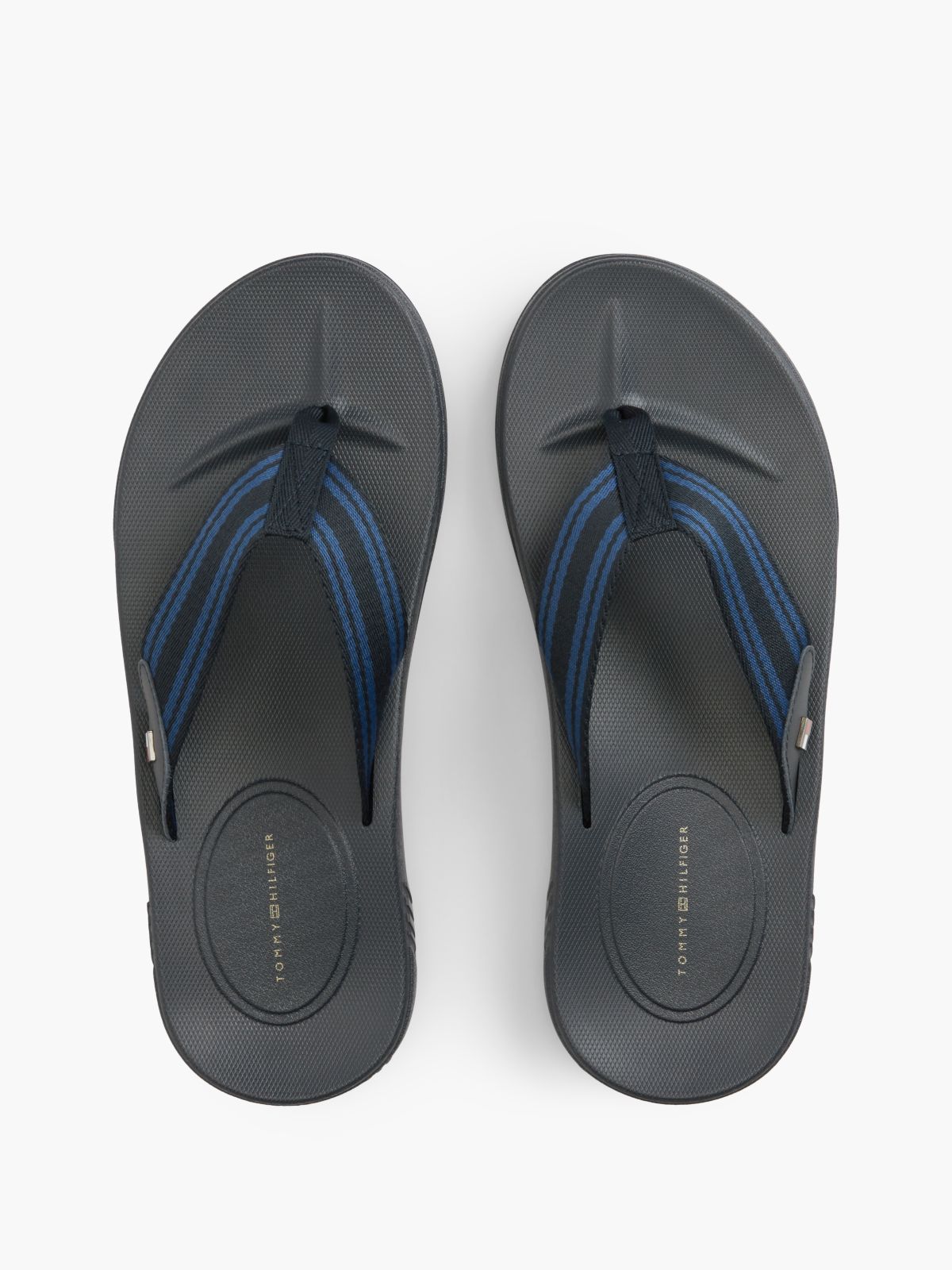 Flag Webbing Strap Contoured Flip-Flops — Blue