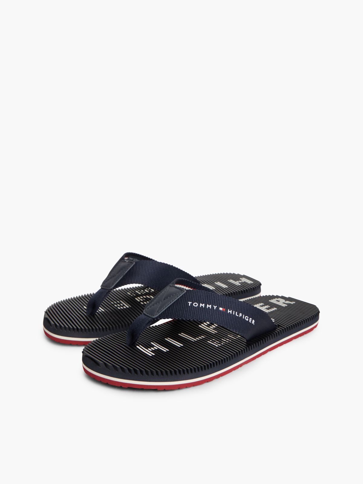 Webbing Strap Massage Footbed Flip-Flops — Blue