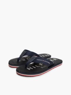 Webbing Strap Massage Footbed Flip-Flops — Blue 2