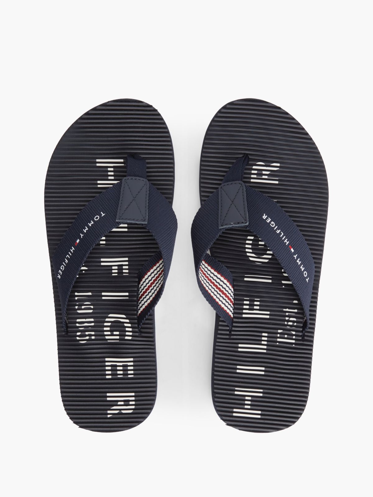 Webbing Strap Massage Footbed Flip-Flops — Blue
