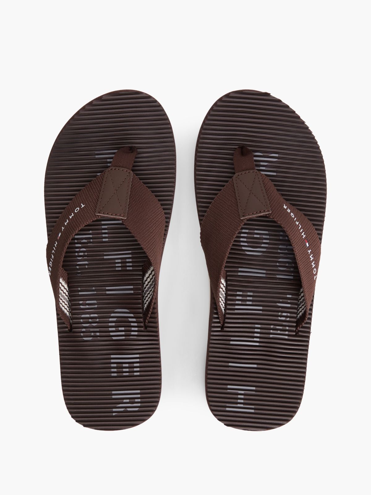 Webbing Strap Massage Footbed Flip-Flops — Brown