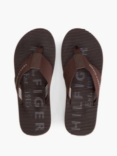 Webbing Strap Massage Footbed Flip-Flops — Brown 3
