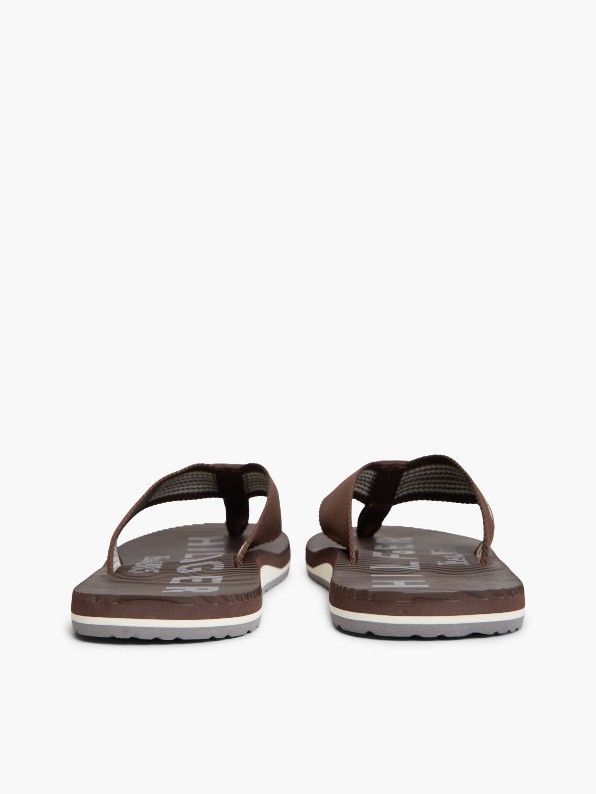 Webbing Strap Massage Footbed Flip-Flops — Brown