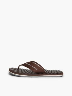 brown webbing strap massage footbed flip-flops for men tommy hilfiger