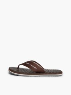 Webbing Strap Massage Footbed Flip-Flops — Brown 7