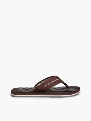 tongs à bride en toile avec assise plantaire massante brown pour hommes tommy hilfiger