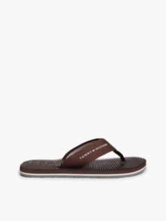 Webbing Strap Massage Footbed Flip-Flops — Brown 1