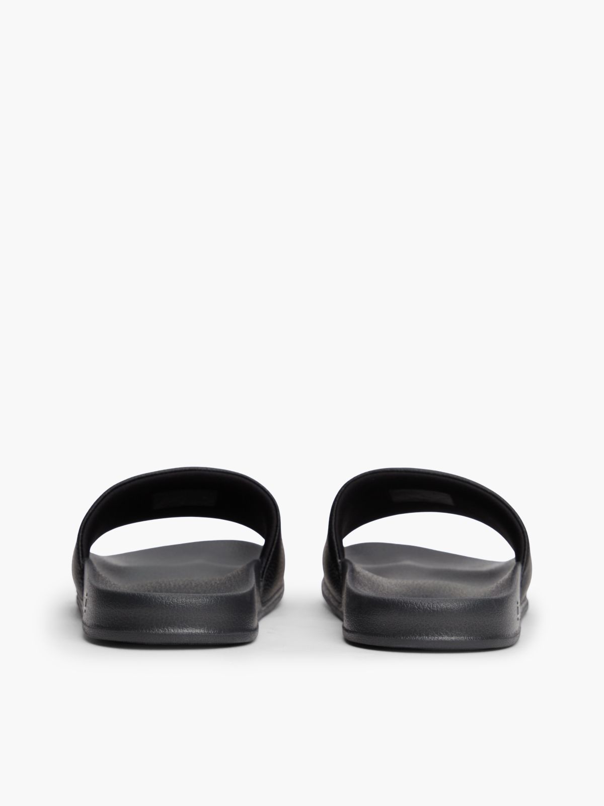 Logo Patch Contoured Footbed Pool Slides — Black