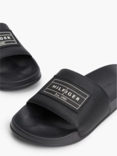 Logo Patch Contoured Footbed Pool Slides — Black 6