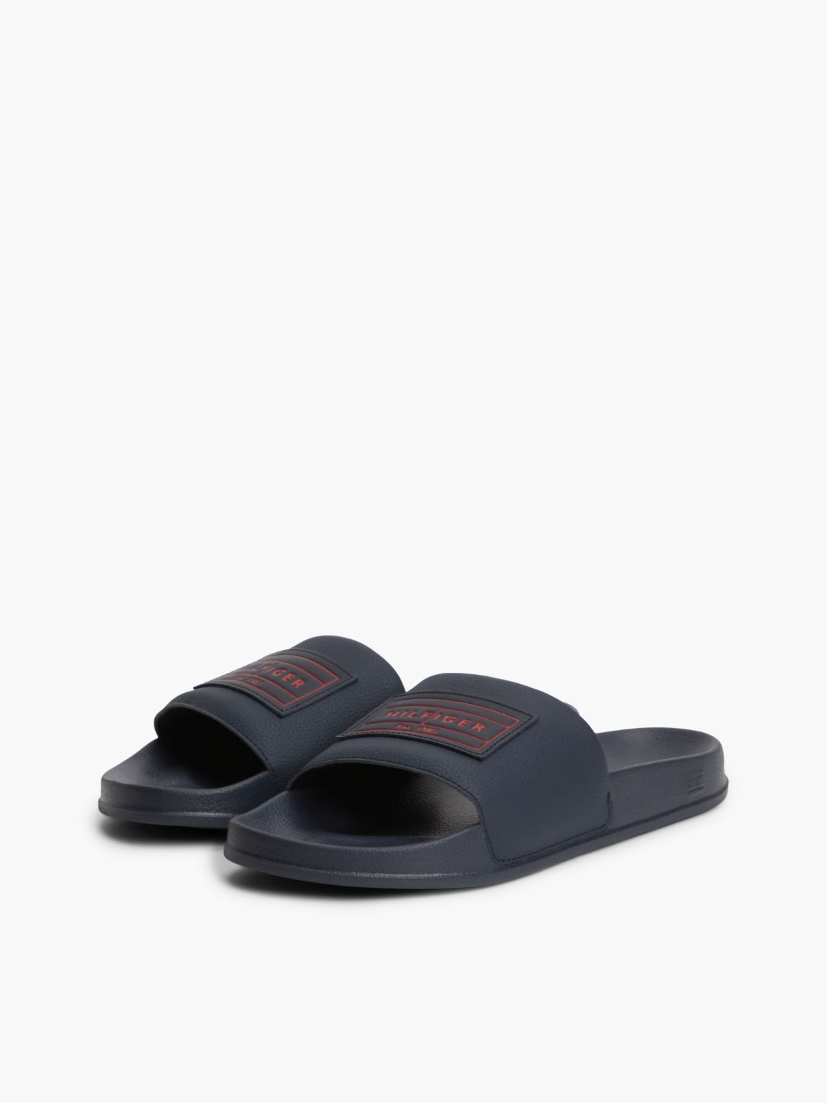 Logo Patch Contoured Footbed Pool Slides — Blue