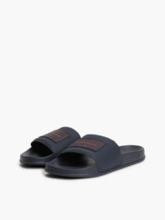 Logo Patch Contoured Footbed Pool Slides — Blue 2