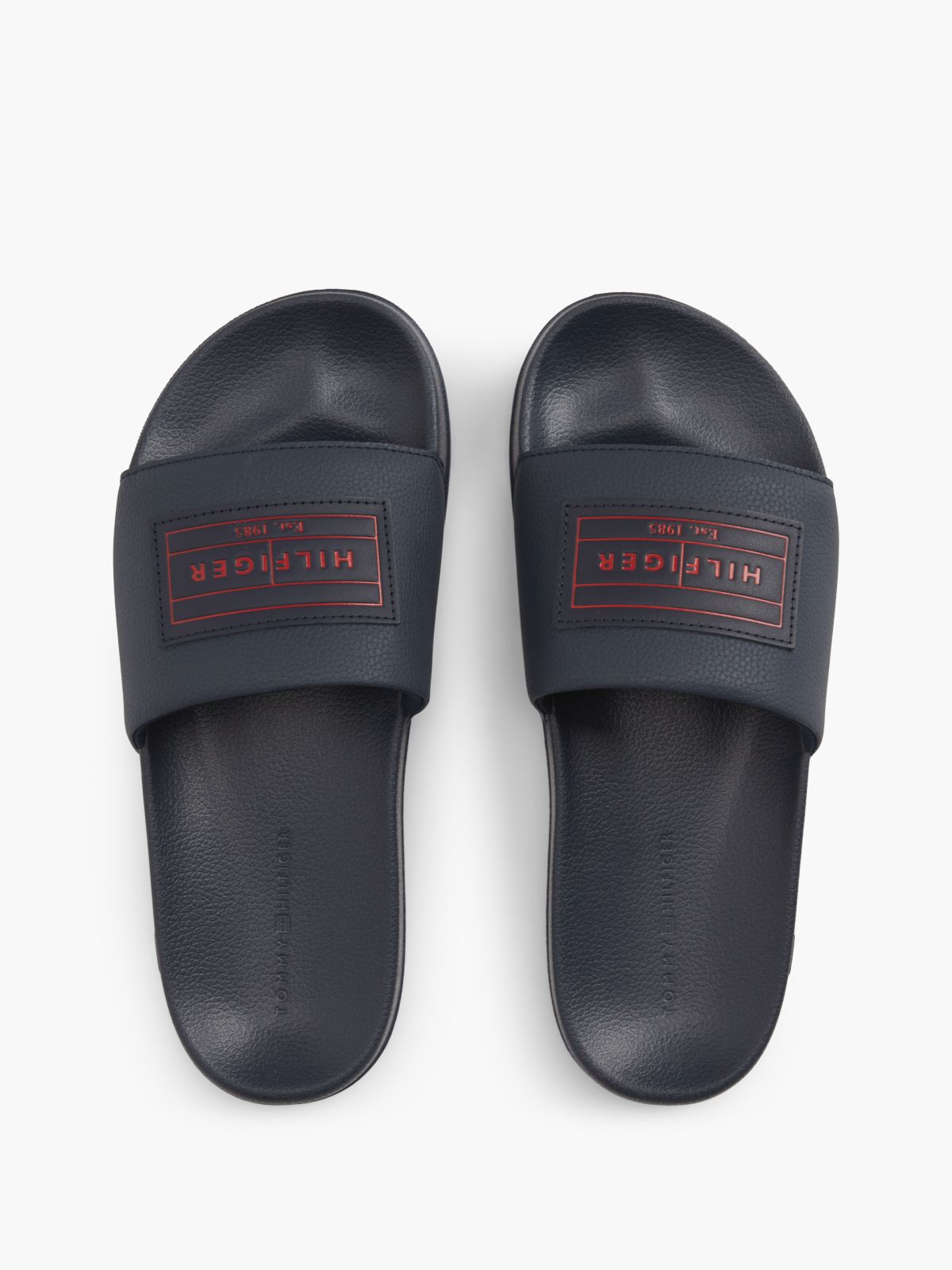 Logo Patch Contoured Footbed Pool Slides — Blue