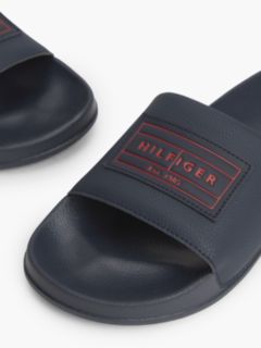Logo Patch Contoured Footbed Pool Slides — Blue 6