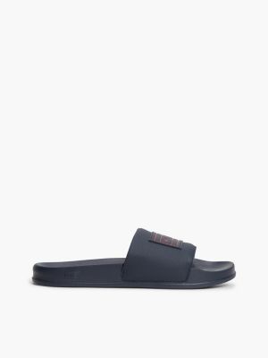blue logo patch contoured footbed pool slides for men tommy hilfiger