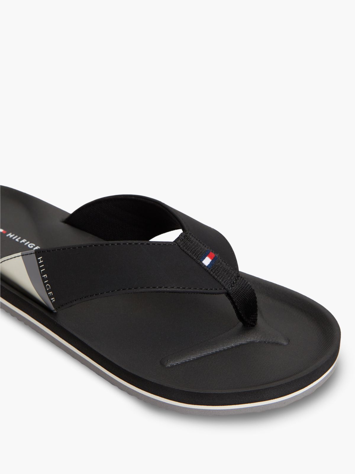 Logo Padded Strap Flip-Flops — Black