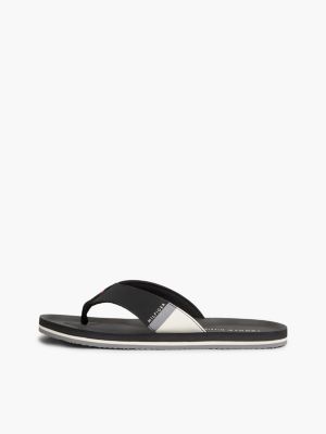 black logo padded strap flip-flops for men tommy hilfiger