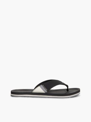 black logo padded strap flip-flops for men tommy hilfiger