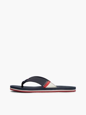 tongs à bride rembourrée et logo bleu pour hommes tommy hilfiger