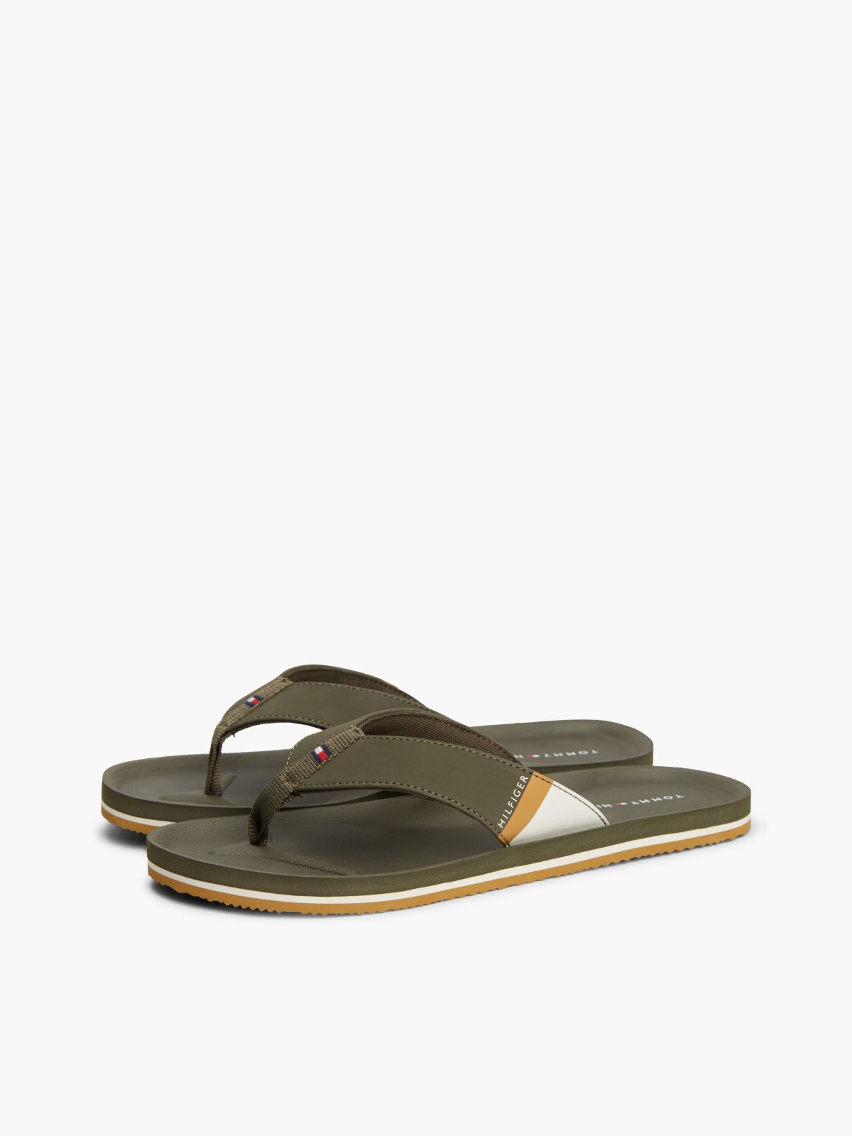 Logo Padded Strap Flip-Flops — Khaki
