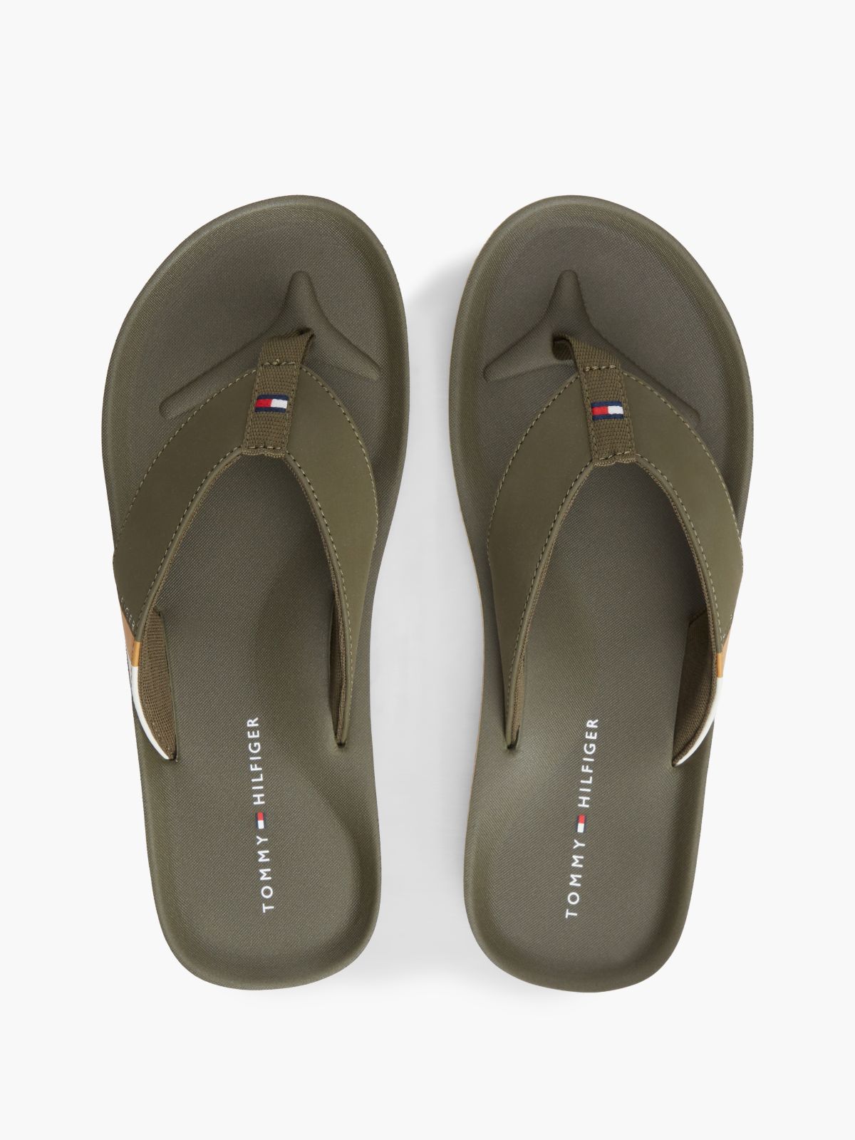 Logo Padded Strap Flip-Flops — Khaki