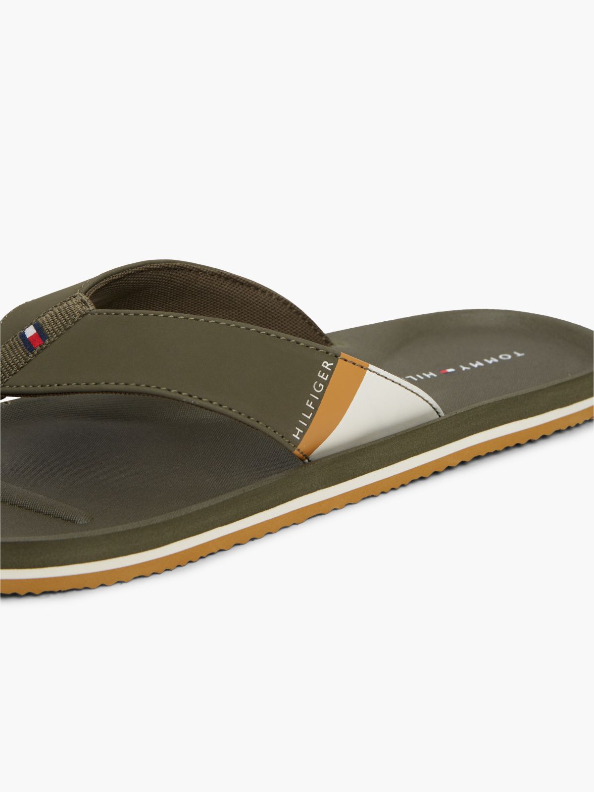Logo Padded Strap Flip-Flops — Khaki