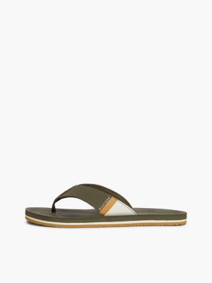 khaki logo padded strap flip-flops for men tommy hilfiger