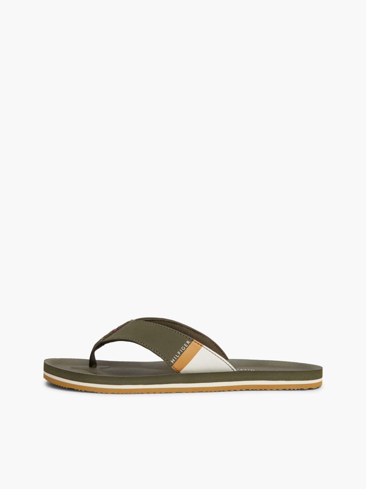 Logo Padded Strap Flip-Flops — Khaki
