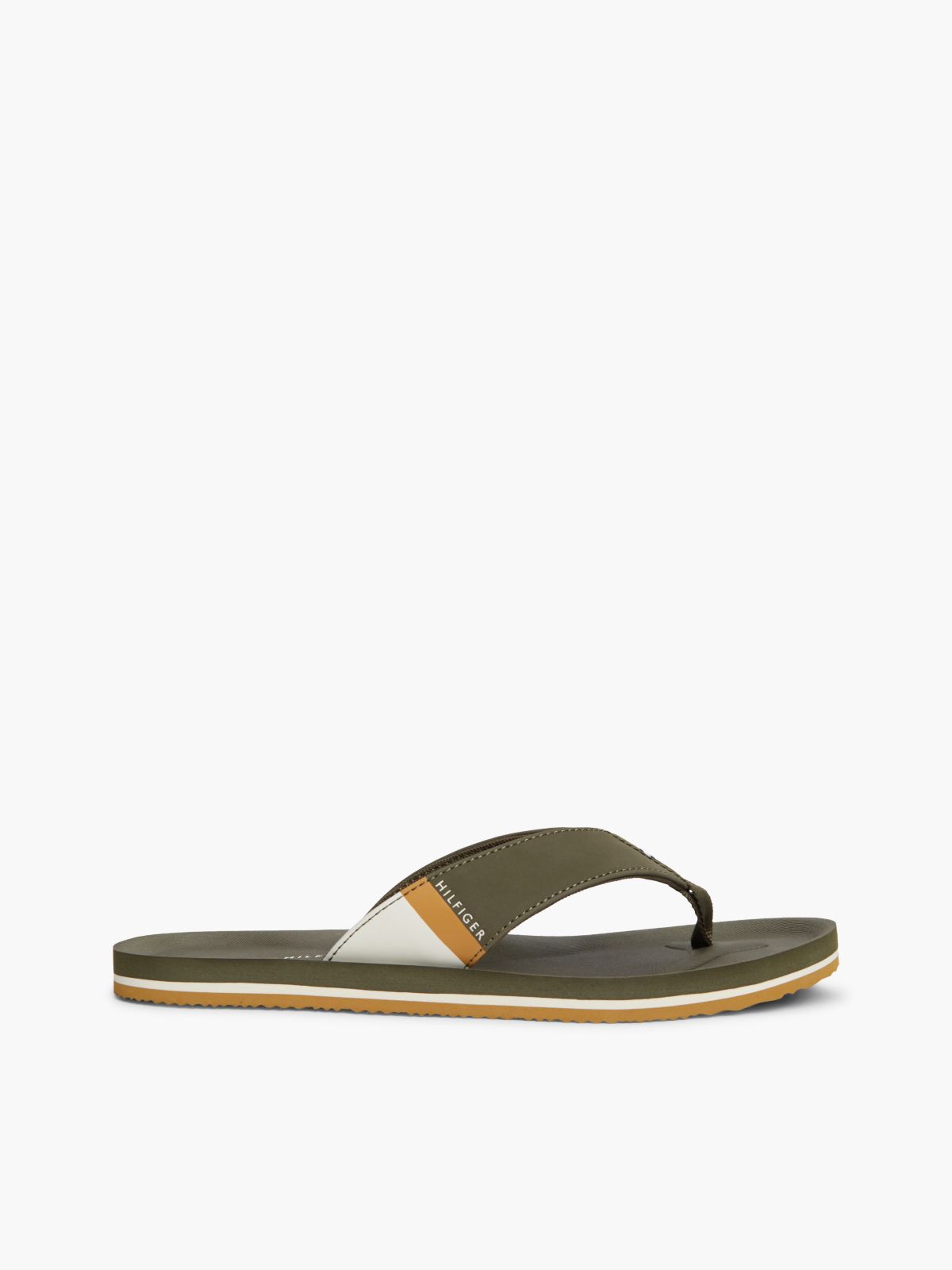 Logo Padded Strap Flip-Flops — Khaki