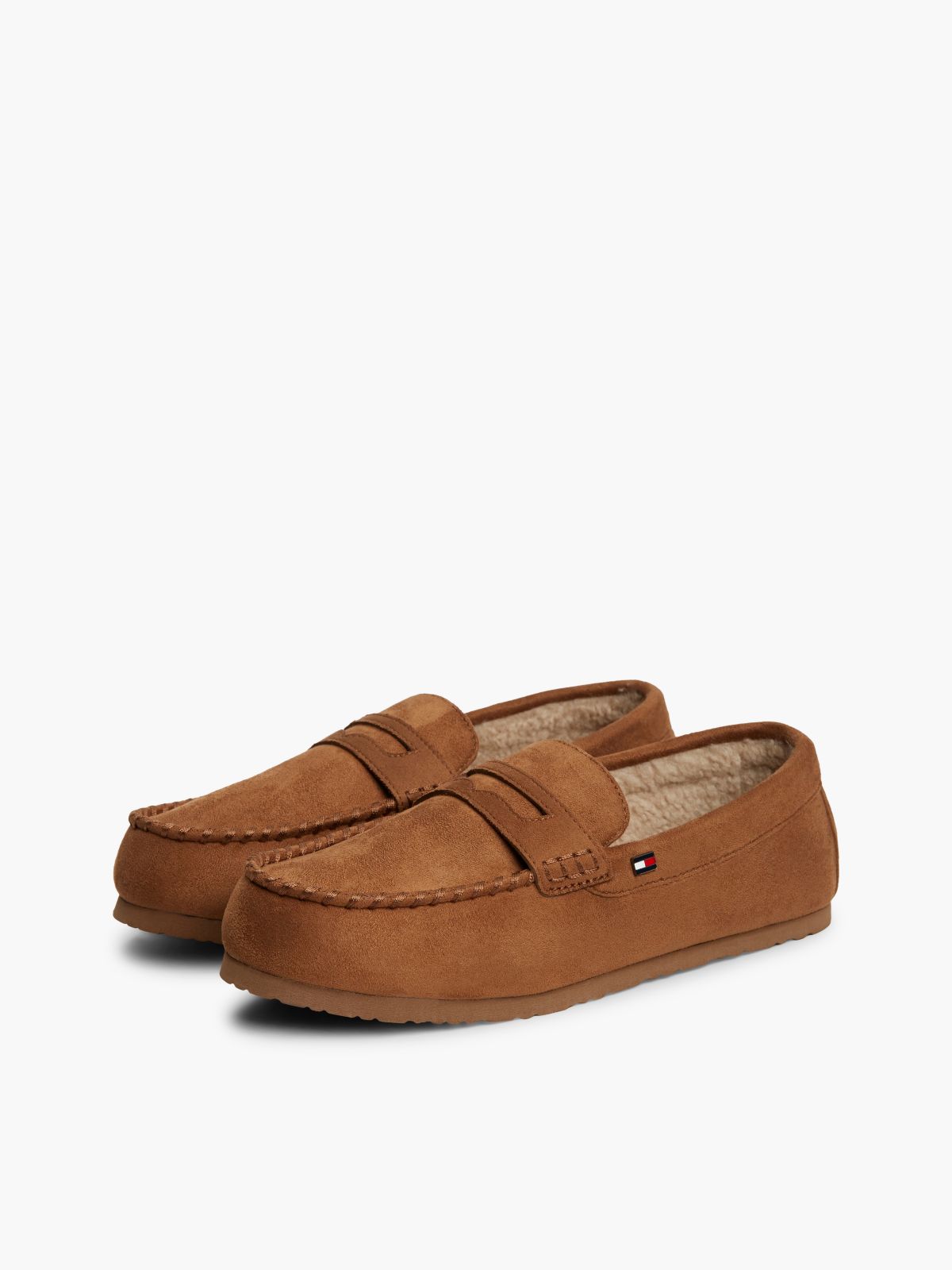 Flag Embroidery Driver Slippers — Brown