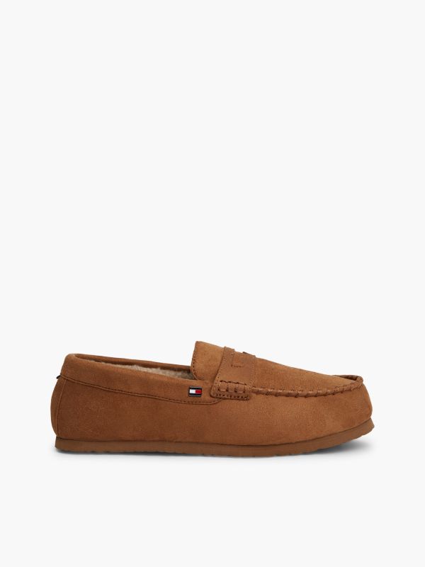 Flag Embroidery Driver Slippers — Brown