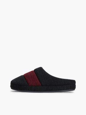 blue colour-blocked flag slippers for men tommy hilfiger