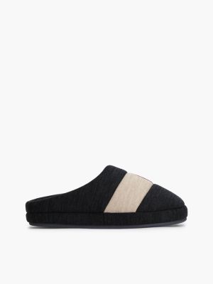 blue colour-blocked flag slippers for men tommy hilfiger