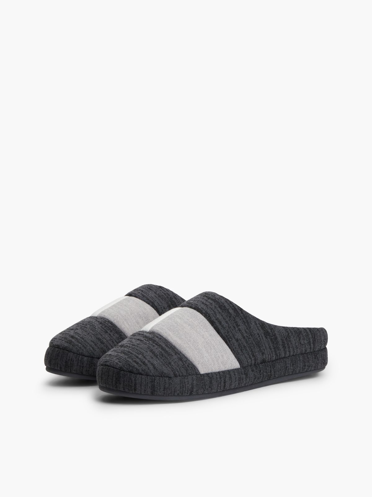 Colour-Blocked Flag Slippers — Grey