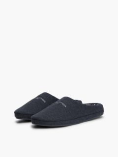 Logo Embroidery Felt Slippers — Blue 2