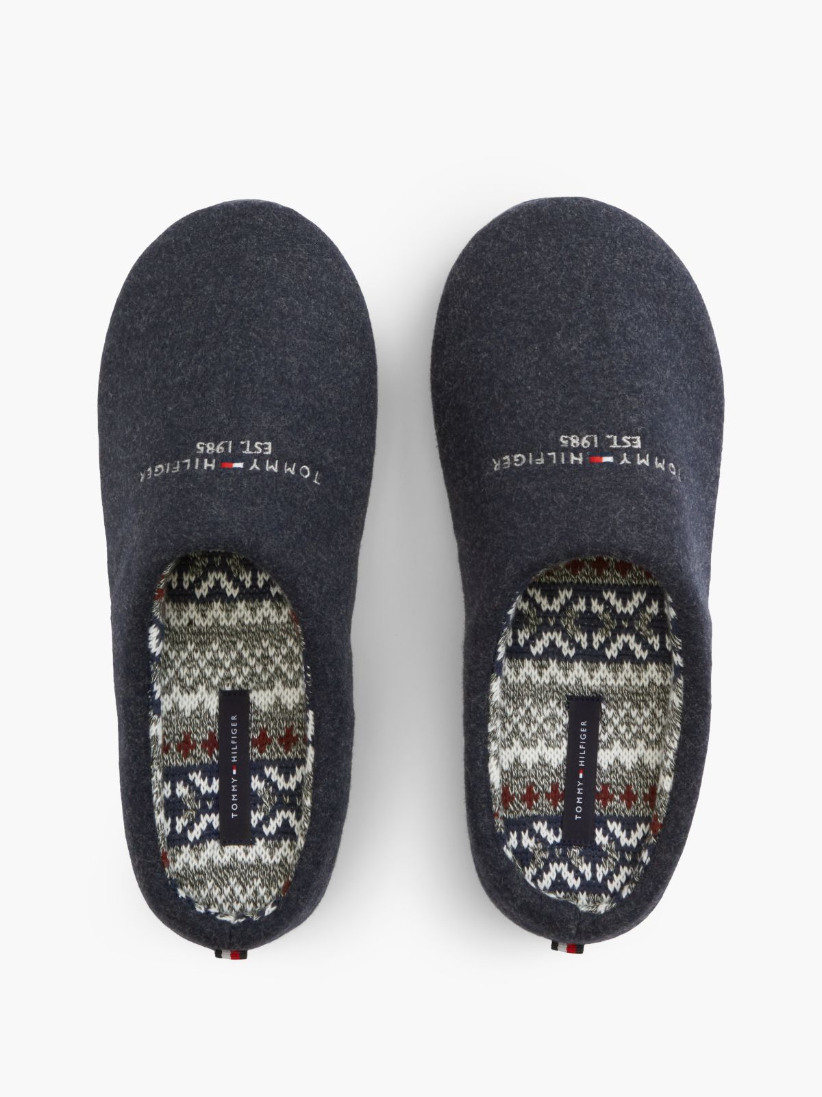 Logo Embroidery Felt Slippers — Blue