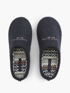 Logo Embroidery Felt Slippers — Blue 3