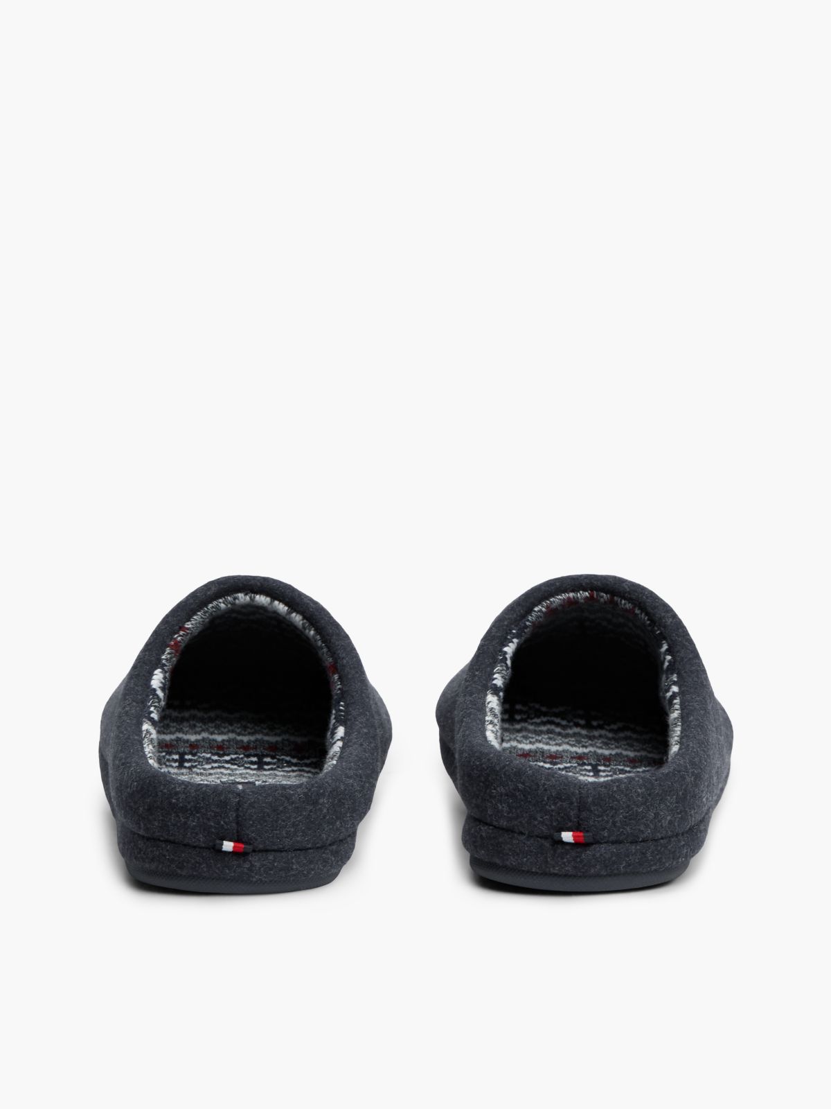 Logo Embroidery Felt Slippers — Blue