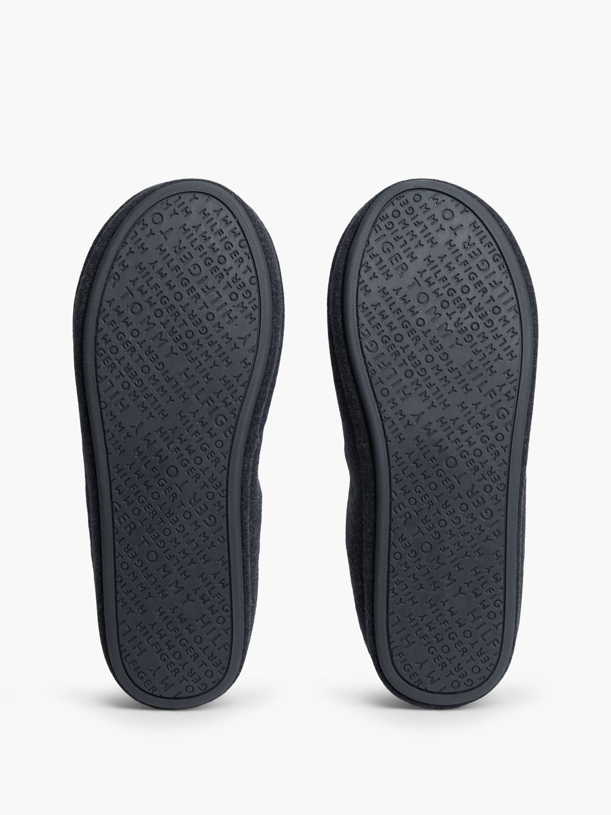 Logo Embroidery Felt Slippers — Blue