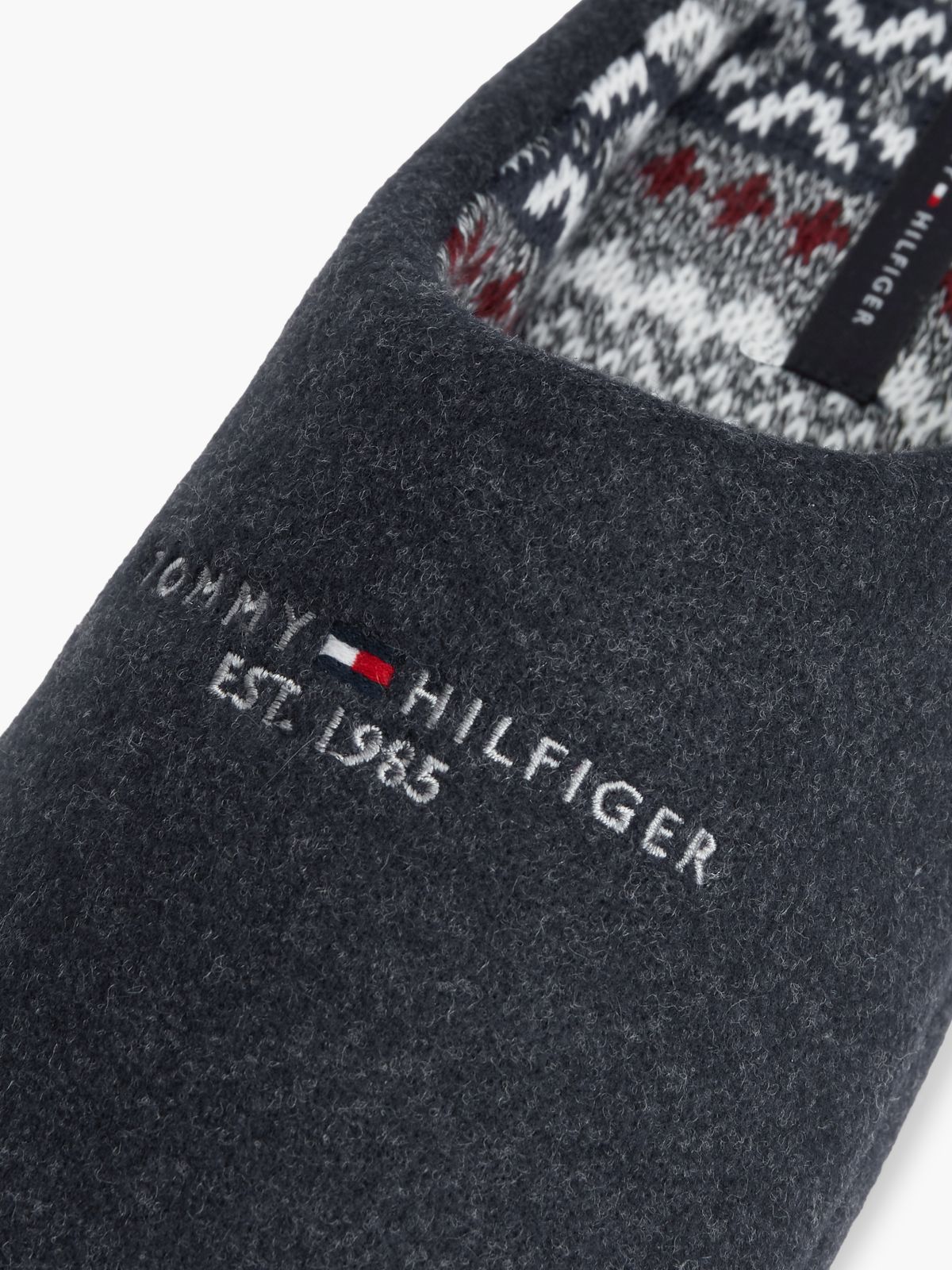 Logo Embroidery Felt Slippers — Blue