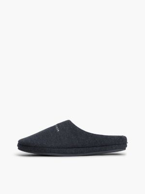 blue logo embroidery felt slippers for men tommy hilfiger