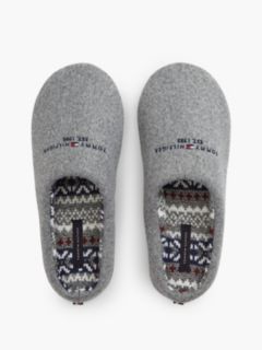 Logo Embroidery Felt Slippers — Grey 3