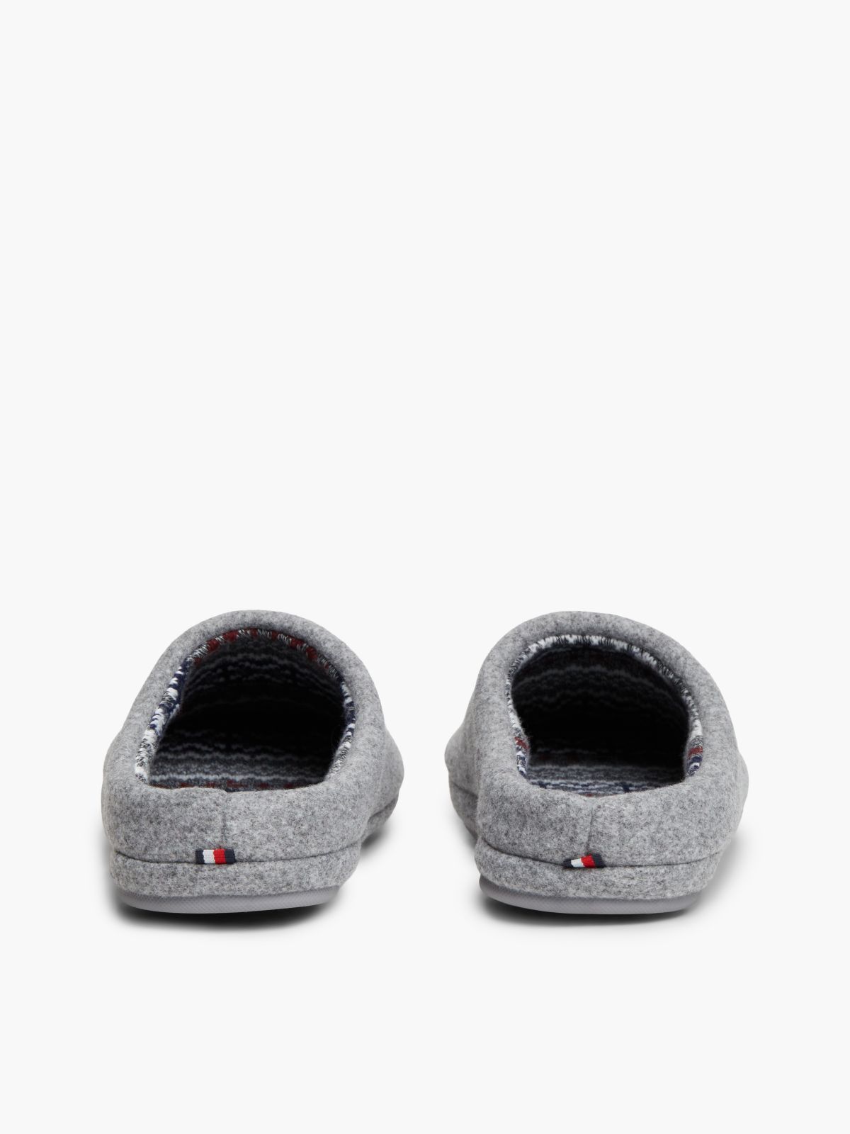 Logo Embroidery Felt Slippers — Grey